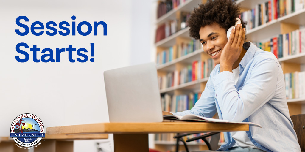 CalSouthern's tweet photo. Happy First Session Day, Learners. As you log into your courses, remind yourself of all you have accomplished so far and how far you have to go. Keep a positive mindset and set goals to help along the way!

#CalSouthernproud #alwaysalearner #sessionstarts #pysd #dba https://t.co/c0OpJeTLW5