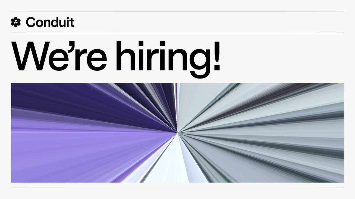 We’re hiring at Conduit!

> Senior Software Engineer [Rollups]
> Blockchain Engineer [EVM Client]
> Reth Engineer
> Account Executive [Institutional]
> Senior Technical Support Engineer
> Solutions Engineer

Apply now: jobs.ashbyhq.com/Conduit