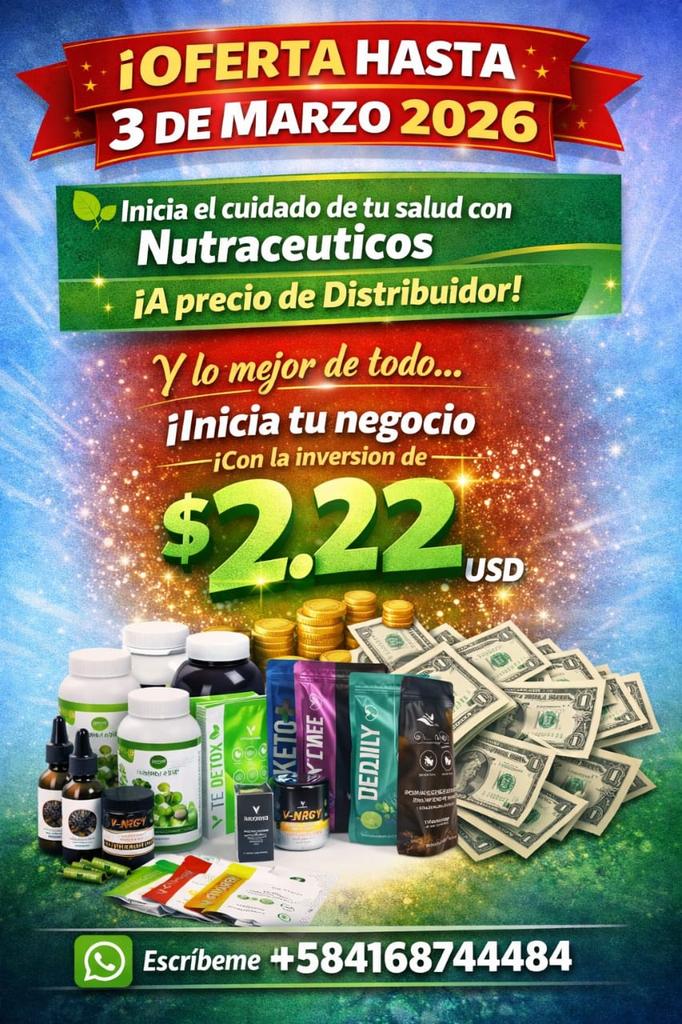 Tienes una gran oportunidad para restaurar tu salud , comenzar tu ruta del bienestar, y si deseas generar más ingresos ...escríbeme +584168744484

Tu momento es ahora