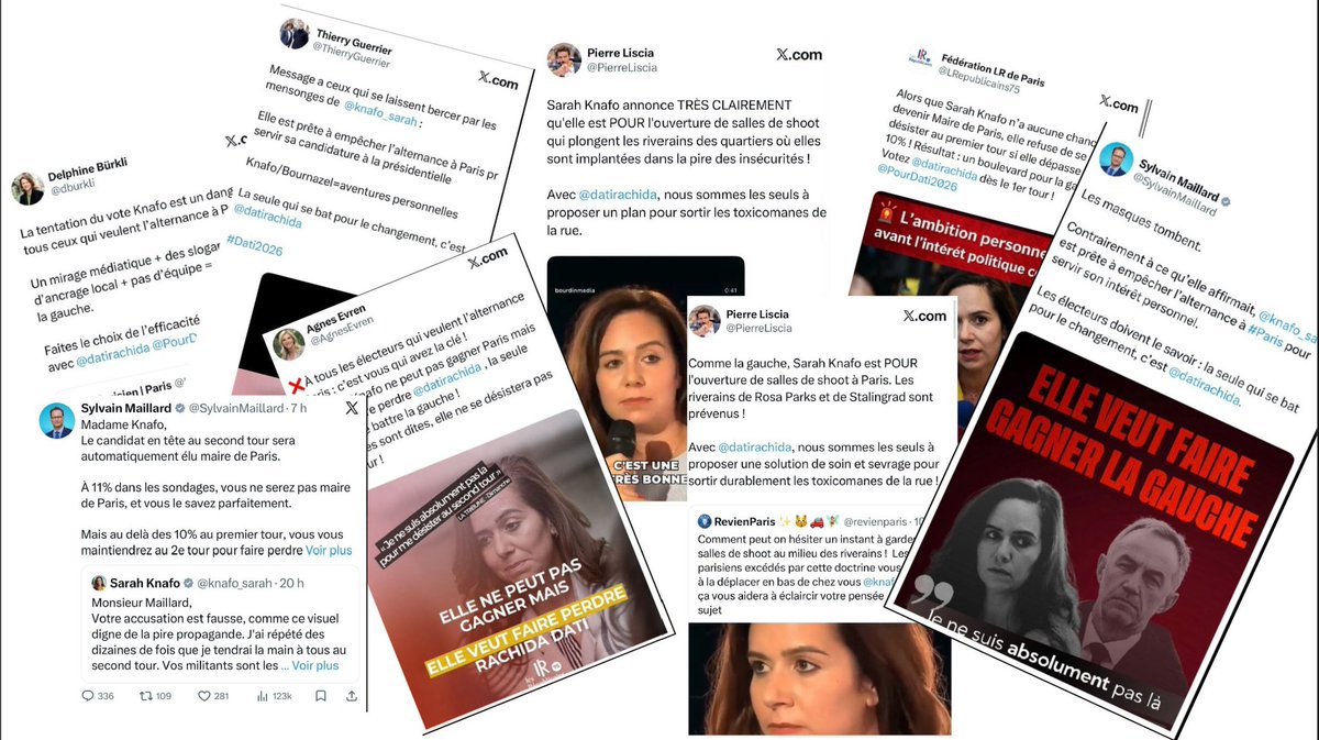 Les soutiens de Dati ont passé leur journée à attaquer Sarah Knafo. 

Nous n’avons qu’un seul adversaire : la gauche qui a ruiné la ville. 

Sarah Knafo fait augmenter le score total de la droite à Paris. 

Le vrai vote utile c’est Sarah Knafo !