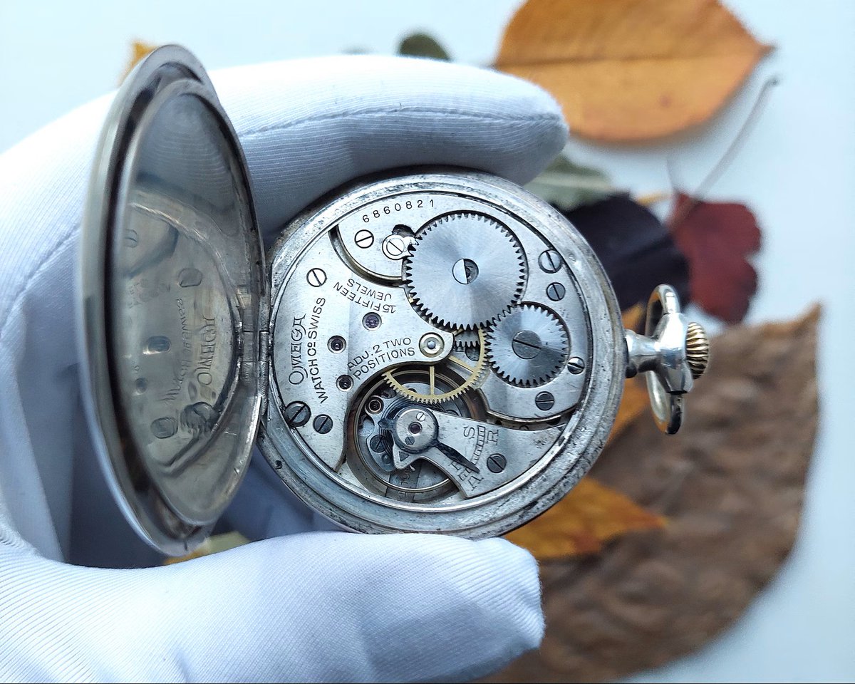 AlexanderF3266's tweet photo. Vintage OMEGA Swiss Pocket Watch Working Condition. 
https://t.co/w2q4C63UAb

"OMEGA" watch made of 800 silver – in good working condition.
Comes with special wrist strap for the pocket watch.

Watch case was polished by a goldsmith.
Mechanical movement is in good condition (shows signs of age) – see photos.

Dial has damage at 2 o'clock.
Rare antique Swiss mechanical pocket watch.

Inscription: OMEGA and serial number 6860821.
Watch case and two rear covers are solid 800 silver.
Dial – porcelain.

Case diameter: 50 mm.
Height with crown: 60 mm.
Thickness: 13 mm.

#Vintagewatches #Mechanicalwatches #Watches