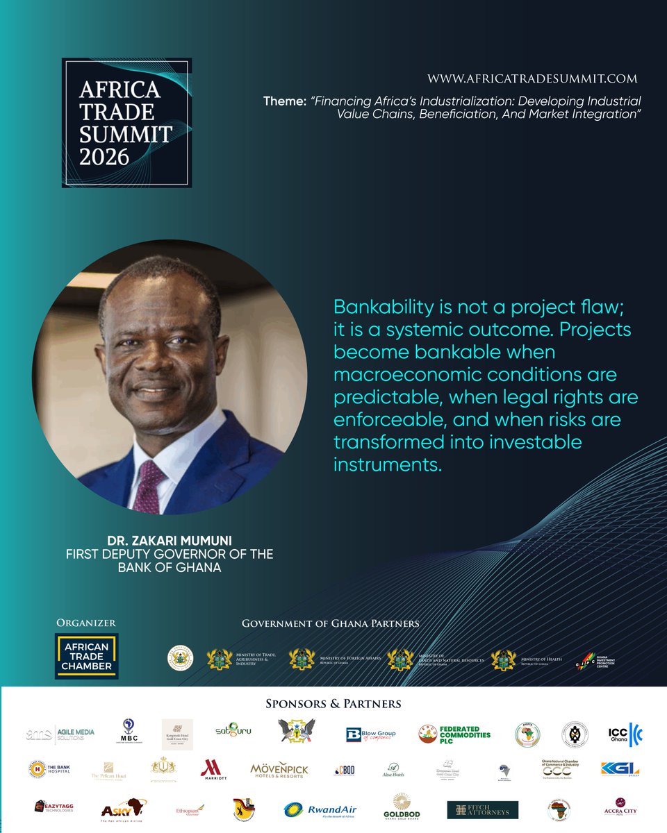 AT__Summit's tweet photo. Hear from our speaker Dr. Zakari Mumuni, First Deputy Governor of the Bank of Ghana share his insights at the Africa Trade Summit 2026.

#AfricaTradeSummit2026 https://t.co/qgDqNXiIcs