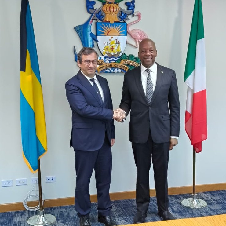 MPeronaci's tweet photo. Proud to present a copy of my letters of credentials as the new Ambassador of Italy to the Commonwealth of The Bahamas to Minister Alfred Sears.
Together to strengthen Italy-Bahamas cooperation! https://t.co/sj0Nq3M0Nk