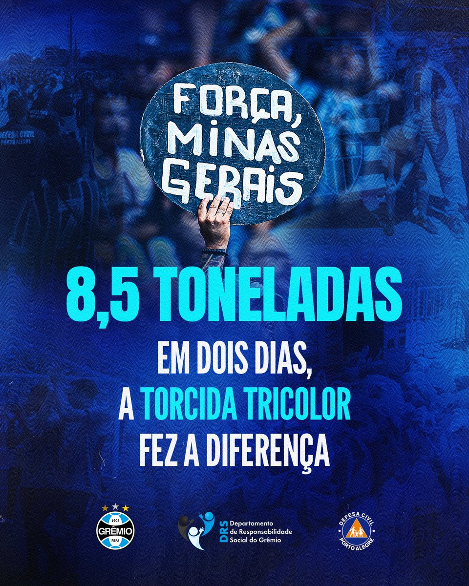 POR MINAS GERAIS 🇪🇪💙 Neste final de semana, arrecadamos toneladas de doações para contribuir com o povo mineiro. Juntos, fizemos a diferença para ajudar quem também já nos ajudou. Obrigado, Tricolores!
