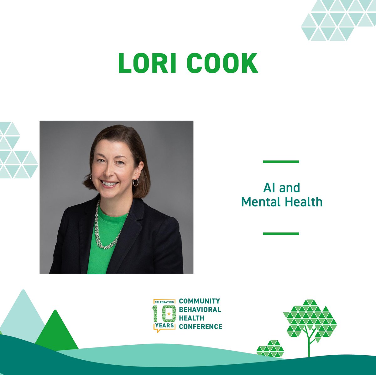 Learn from Lori Cook and other mental health professionals at the upcoming #2026CBHC. We are looking forward to hearing Cook’s insights on the relationship between AI and mental health.

Get tickets at shorturl.at/RovGI