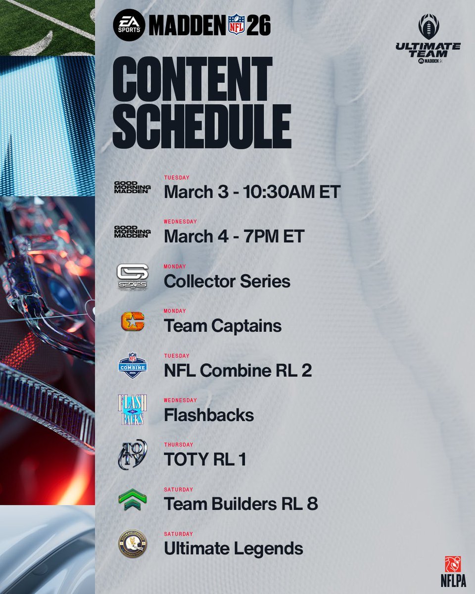 Drussisgoat's tweet image. OVR Increase Wednesday! TOTY Thursday! Team Builders Saturday huge week lots of coins to be made! #madden26 #madden26ultimateteam #coinmethod #mut26