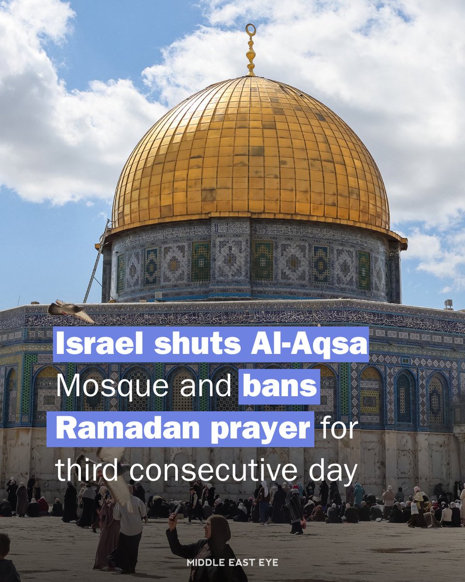Israel has closed al-Aqsa Mosque for the third consecutive day, preventing Palestinian Muslims from praying at the site during the holy month of Ramadan, in what has been described as an unprecedented violation
middleeasteye.pulse.ly/2cnn9yshdb
