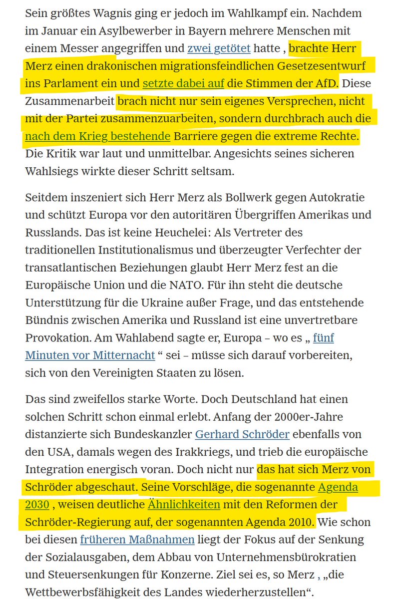 Erinnern wir uns daran, was die New York Times nach der Bundestagswahl über Merz geschrieben hatte: