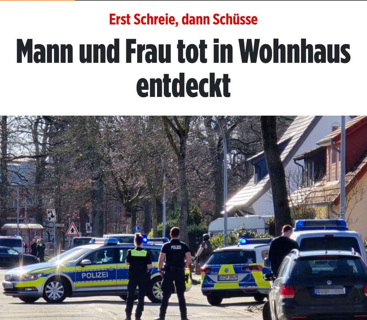 Wieder ein deutscher Mann, der eine Frau erschossen hat, diesmal seine eigene Tochter. Wie krank die Welt ist. 

Und wieder sind nicht die Ausländer schuld, sondern die Deutschen selbst. 

Und wer schweigt, ist natürlich wie immer die AfD, weil Hautfarbe nicht passt.🤡🤡