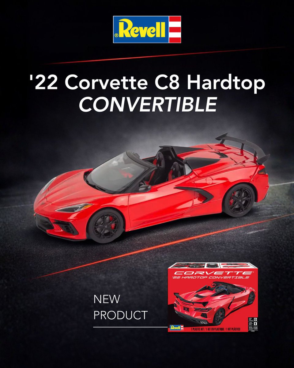 RevellUSA's tweet image. 🔧Assemble Revell’s 1/25-scale ’22 Corvette C8 Hardtop Convertible with a detailed mid-engine V-8 and GT2 sport seats 🏎️
linkly.link/2YcN6

#RevellModels #Revell #CorvetteC8 #CarModelKit #ScaleModel #ModelBuilding #ModelCars