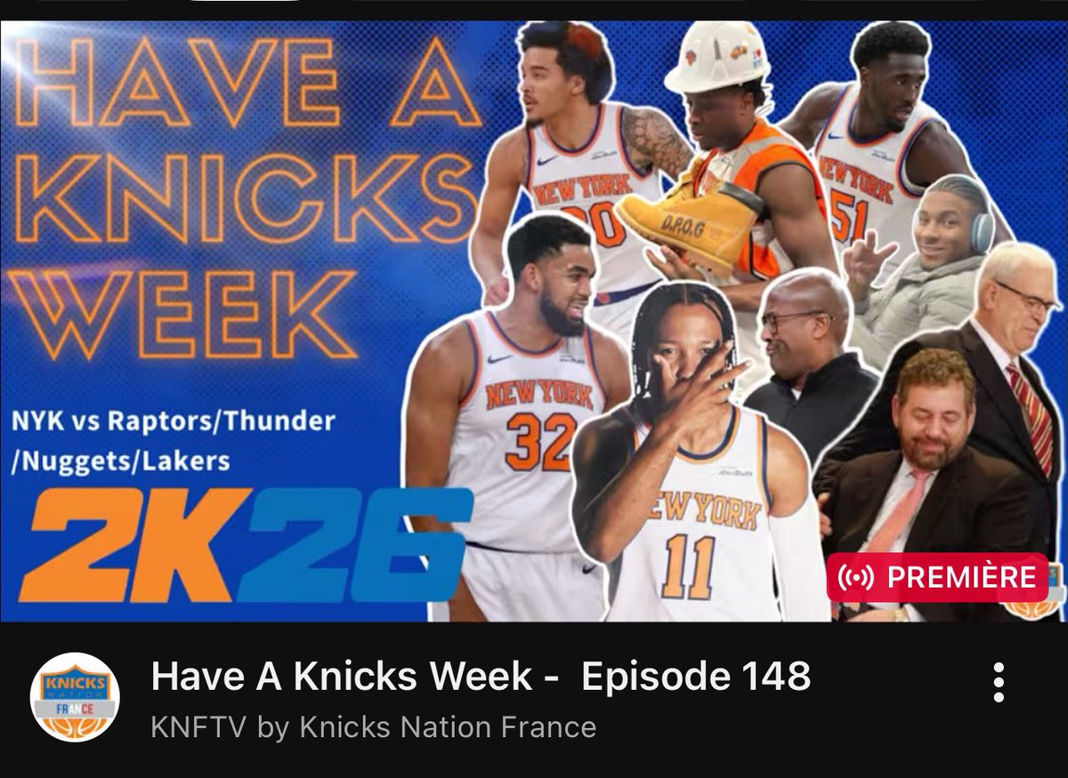 KnicksNationFr's tweet image. Les Knicks jouent-ils le titre ? 

On va essayer d’y répondre… sinon ils ont joué 3 matchs la semaine dernière et ils vont en jouer 4 cette semaine. C’est déjà un beau programme pour notre hebdomadaire non ? 

📺 youtu.be/6EIN1W0Qe7w

#HaveAKnicksWeek #KNFTV #ToBeContinued