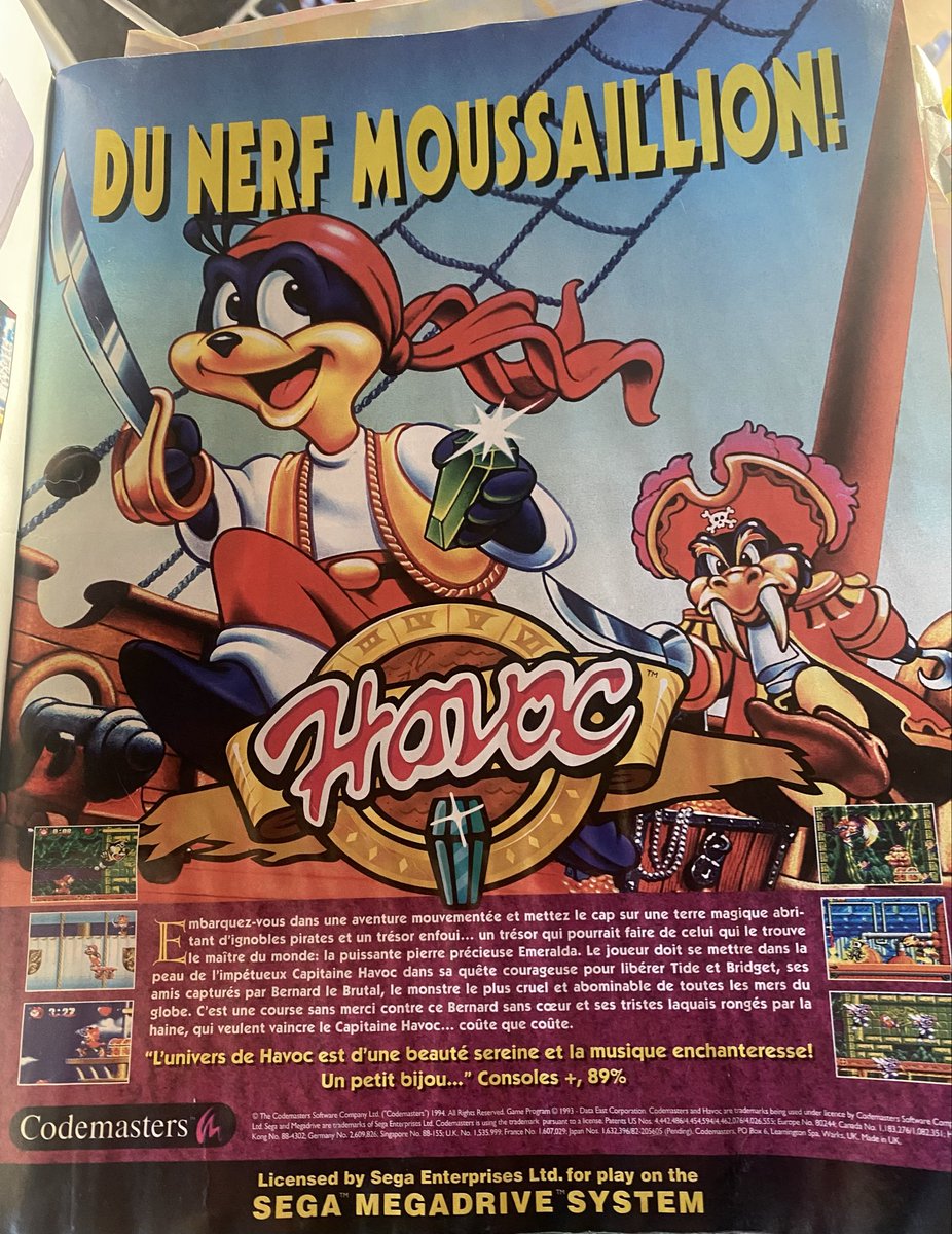 Du nerf moussaillon ! Quand tu lis un vieux magazine et que tu découvres seulement maintenant que ce jeu existe !!!! Havoc sur Megadrive en version jap ou euro il est cher !!!