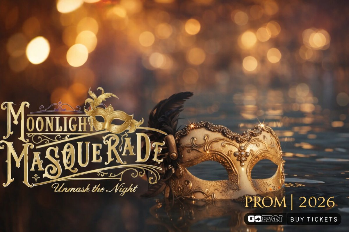 WGHS_warriors's tweet image. ✨🌙 Moonlight Masquerade Prom 2026 🎭

🎟 $85 on GoFan
⏰ Tickets increase to $100 after 3PM April 1
🔗 Info + tickets in bio
📝 Non-WGHS guests: Visitor Form required (link in bio)

Unmask the night. 🌙🖤 #Prom2026