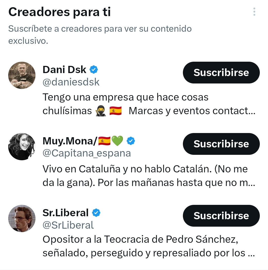 Una cosa te digo Eloncio, antes me arranco los ojos con una cucharilla de café oxidada que suscribirme a estas tres mierdas