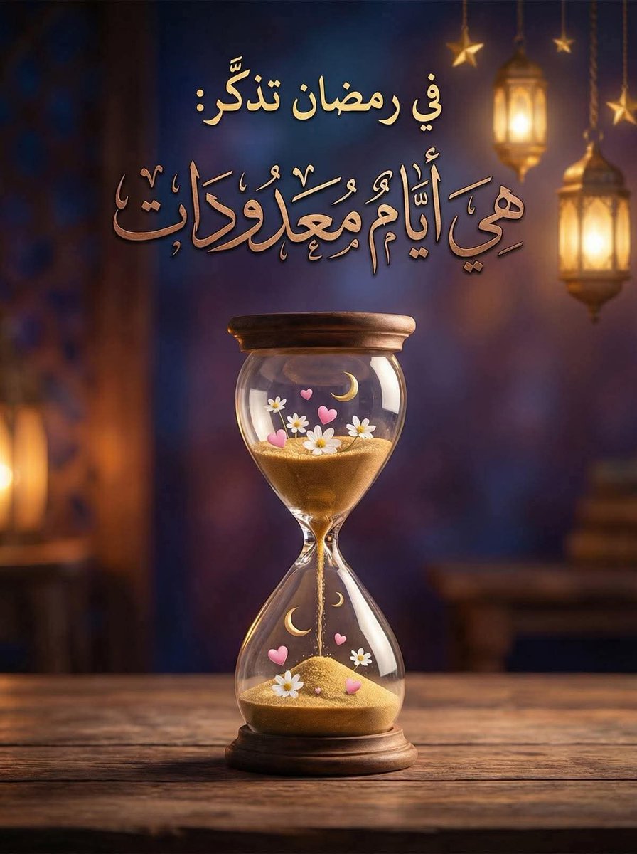 ﴿ أَيَّامًا مَّعْدُودَاتٍ ﴾
فأحسنوا استقبالها ، وصيامها ، وقيامها 
اللهم اجعل أجورنا بها لا تُعد ودعواتنا لا تُرد  .
#toooti7