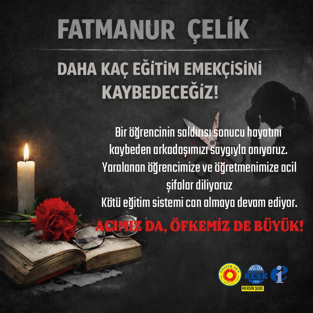 Artık yeter diyoruz!

İstanbul Çekmeköy'de bir lise öğrencisi, iki öğretmen ve bir öğrenciyi bıçakladı. Yaralı öğretmenlerimizden biri maalesef hayatını kaybetti. Yaralı öğretmenimizin ve öğrencimizin tedavisi sürüyor; kendilerine geçmiş olsun dileklerimizle acil şifalar