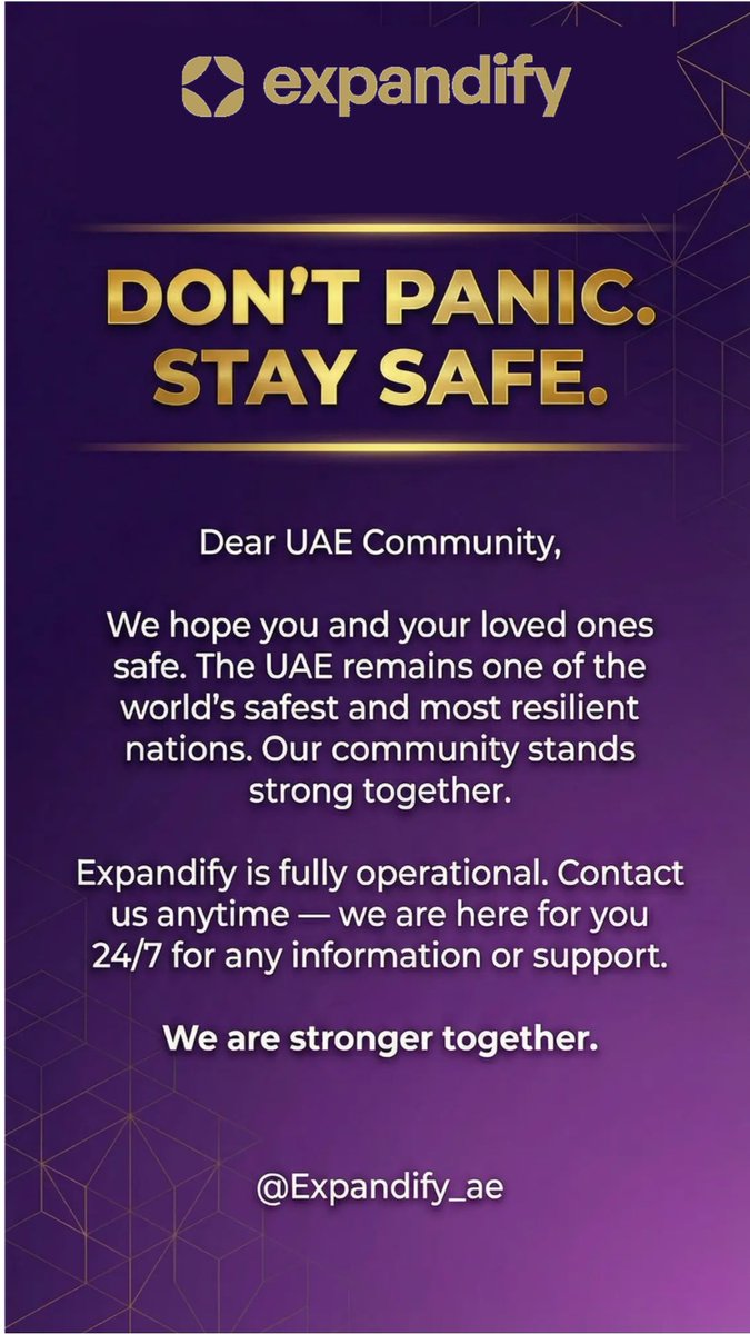 <a href="/Expandify_ae/">Expandify</a> The UAE has always been a symbol of stability, safety, and unity in the region. 🇦🇪

For more than five decades, this country has built a reputation as one of the world’s safest and most secure nations — a place where people from over 200 nationalities live and work
