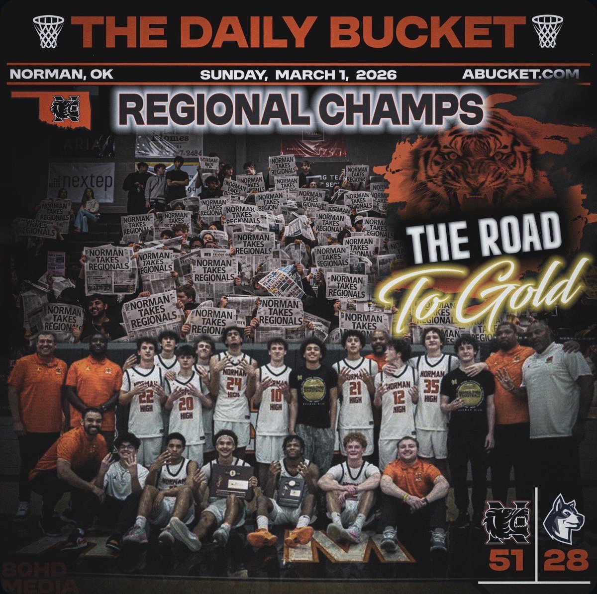 NHSTigersBball's tweet photo. Impressive defensive performance Saturday night. Next up is the rubber match with a talented Piedmont team on Friday night for a trip to State! https://t.co/b38KCAjK25