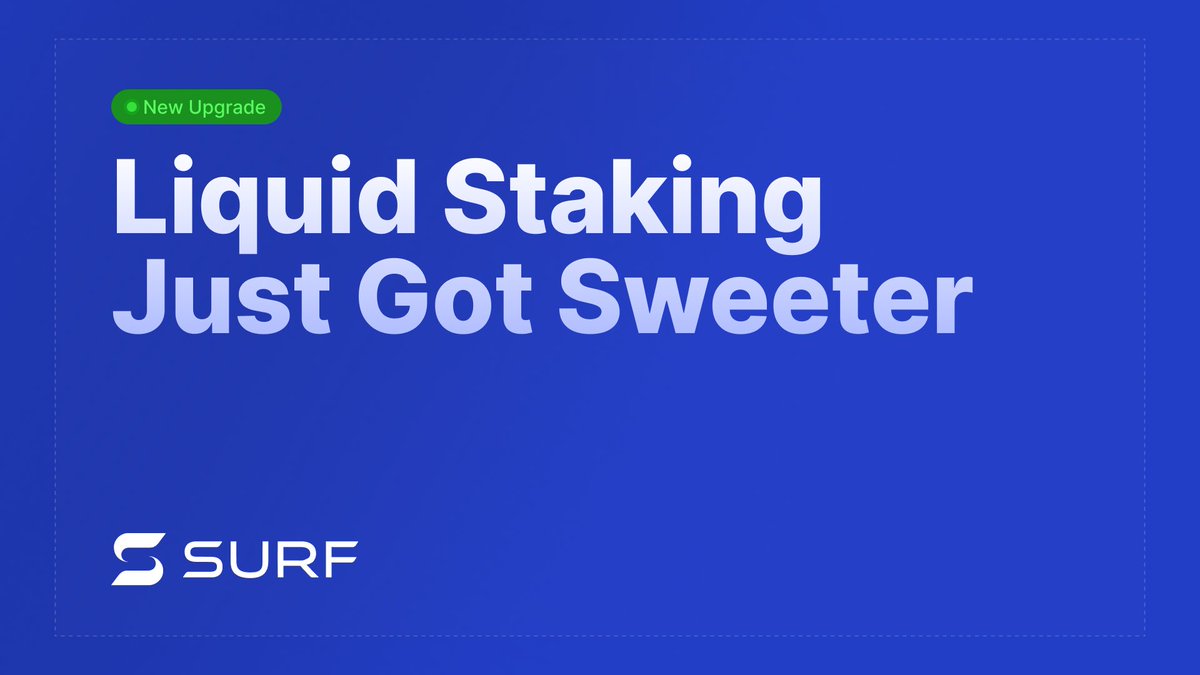 We're excited to announce our liquid staking just got a new upgrade.

We've deployed the ability to add liquidity to the SURF/ADA pair on Minswap while still receiving your full SURF staking rewards.

Now you can earn trading fees from the SURF/ADA pair and the full staking