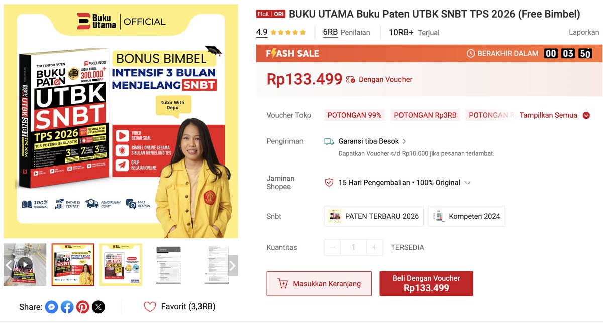 BUKU UTAMA Buku Paten UTBK SNBT TPS 2026 (Free Bimbel)
Rp133.499

s.shopee.co.id/7AYVrDPmo1