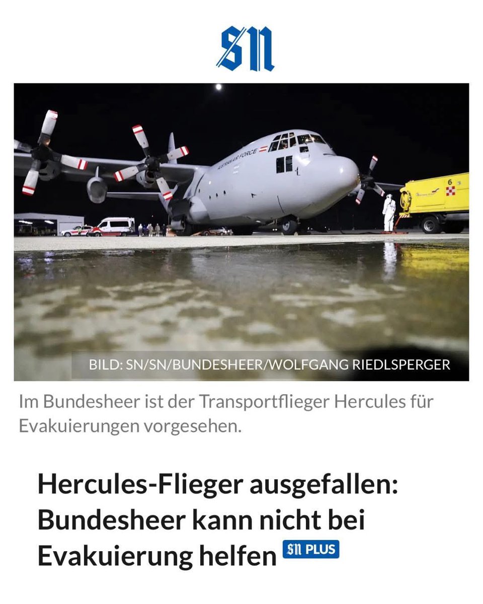 herbert_kickl's tweet photo. Ein weiterer Skandal der Sonderklasse: Der Totalausfall bei Hercules-Transportflugzeugen für Evakuierungen der Österreicher aus den Krisenregionen ist das nächste Desaster dieser Verlierer-Ampel!

Für die Ukraine, den NGO-Sumpf und Co. ist den Systemparteien keine Milliarde zu viel, während die Österreicher eiskalt im Stich gelassen werden.

Neben dem Versagen in allen anderen politischen Bereichen ist das ein weiterer Grund, warum Stocker, Babler und Meinl-Reisinger besser heute als morgen zurücktreten und für Neuwahlen sorgen müssen!