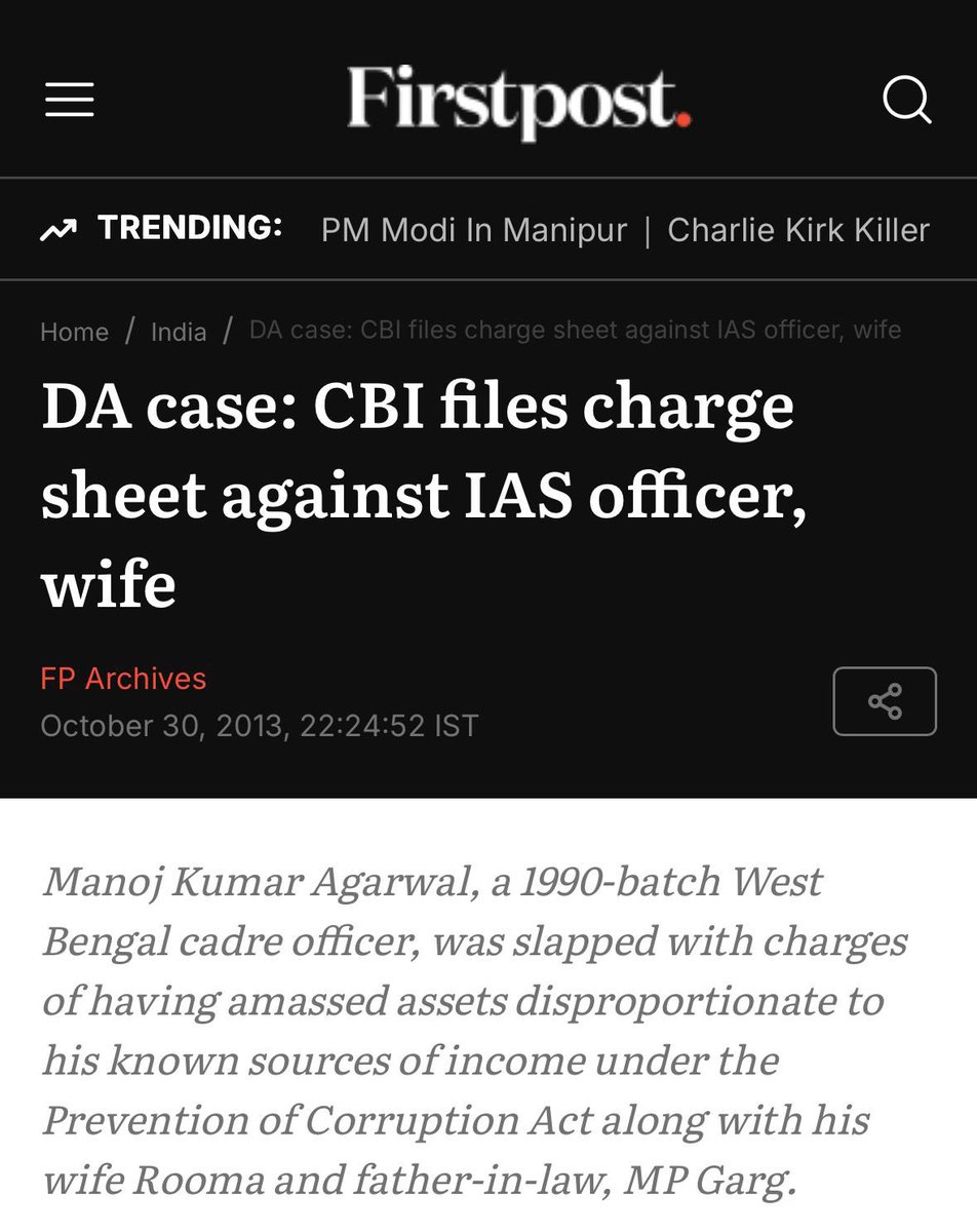 Chandrimaaitc's tweet image. Manoj Agarwal @CEOWestBengal warns officers about “Lakshman Rekha” and lectures them on “service rules”. But where was this moral sermon when, as per a CBI charge-sheet, nearly 30 bank accounts and six plots worth crores - three in Dwarka and others in Gurgaon, Greater Noida and