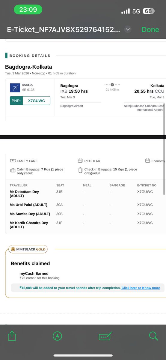 deviliadec's tweet photo. Somehow my seats that I selected (reflected in the ticket) doesn't actually exist. And so Indigo decided to give me random seats, that too for elderly passengers, no help from customer care as well.
@makemytrip @makemytripcare @IndiGo6E shame on all for harrasing passengers. https://t.co/Tzfcq73CCC