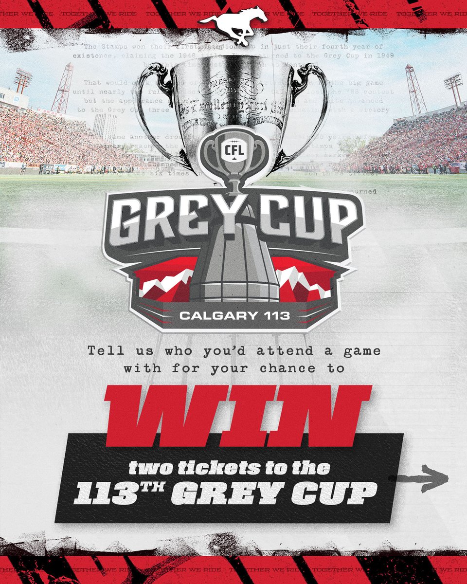 calstampeders's tweet image. 🚨 CONTEST 🚨

Win 2 tickets to the 113th Grey Cup in Calgary! 🏆🎟️

Tell us who you're taking to the game and fill out our survey at the link below for a chance to win! ⤵️

📋 tradablebits.com/tb_app/541672

#TogetherWeRide