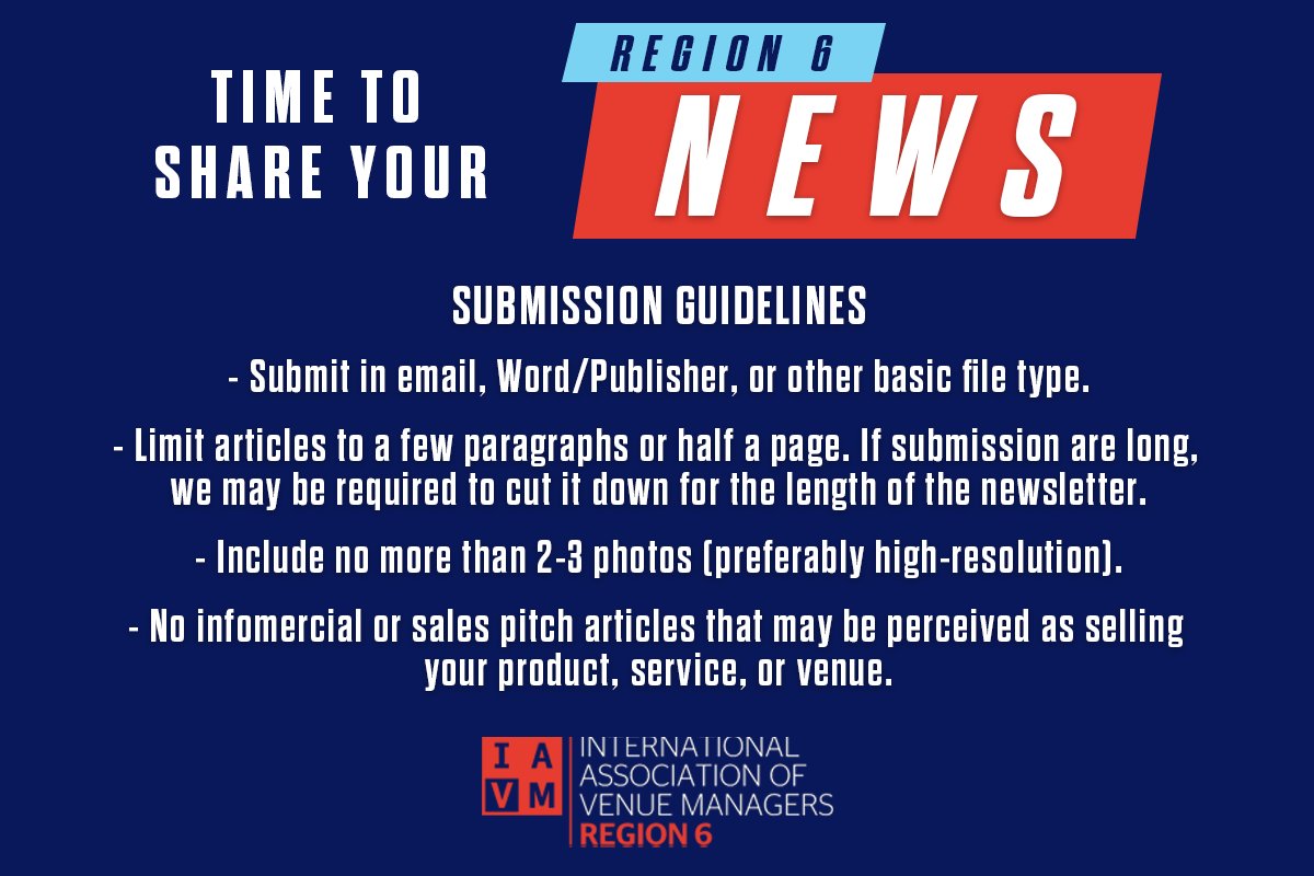 IAVMRegion6's tweet photo. Call for submissions! Submit your news by March 10 for the Region 6 newsletter to newsletter@iavmregion6.org. https://t.co/GfrifepRcX