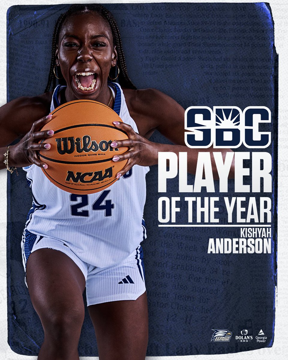 GSAthletics_WBB's tweet photo. Nothing shy about her 🏆

Kishyah Anderson was a 3-time @SunBelt Player of the Week honoree, averaging 14.5 ppg and 5.0 rpg while leading the league in field goal % at 52.1%. Her Sun Belt numbers were even better (16.2 ppg, 5.9 rpg) while shooting 53.7%

#HailSouthern https://t.co/JLlMtaHZgt
