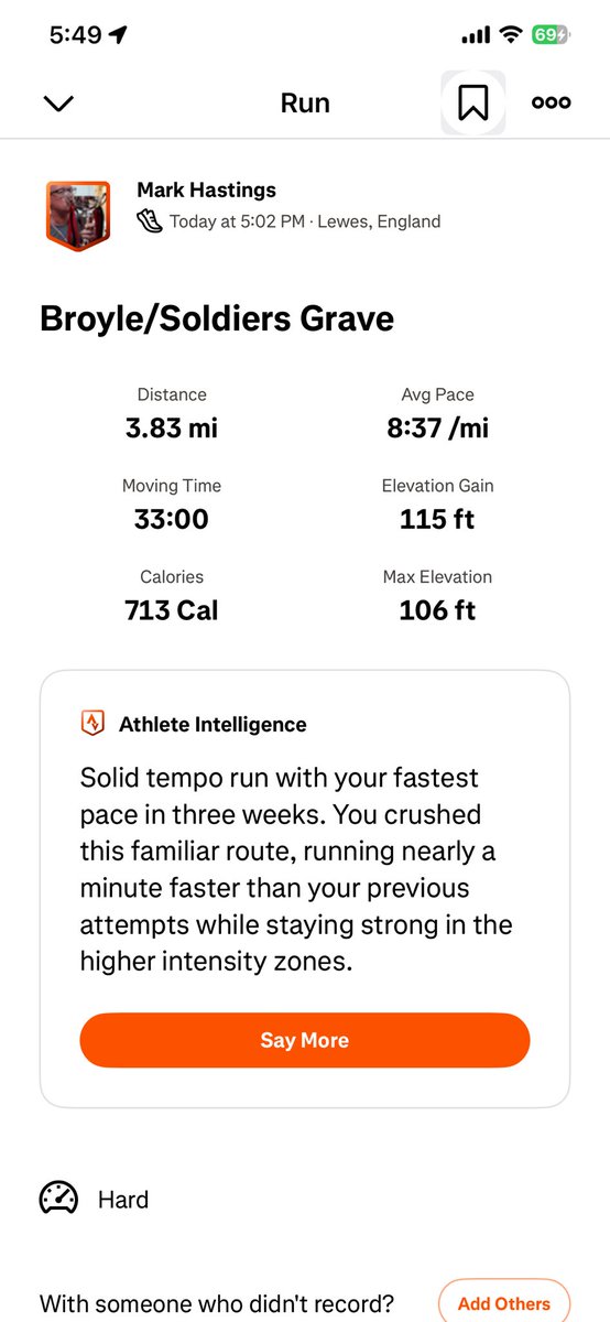 ploddercfc's tweet photo. Nice to run and it still be daylight and that weird orange thing in the sky too !! Pushed myself more than I thought #negativesplits #running #fitness #ukrunchat https://t.co/bGUDImQLSO
