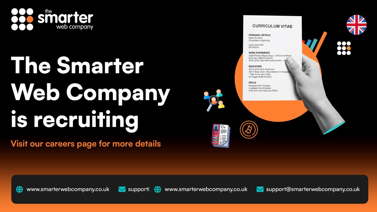 The Smarter Web Company is recruiting.
 
We are looking for talented, hard working, passionate people with these two new positions:

• Financial Controller
• Project Coordinator

These roles will strengthen the Company’s financial governance and operational delivery as we