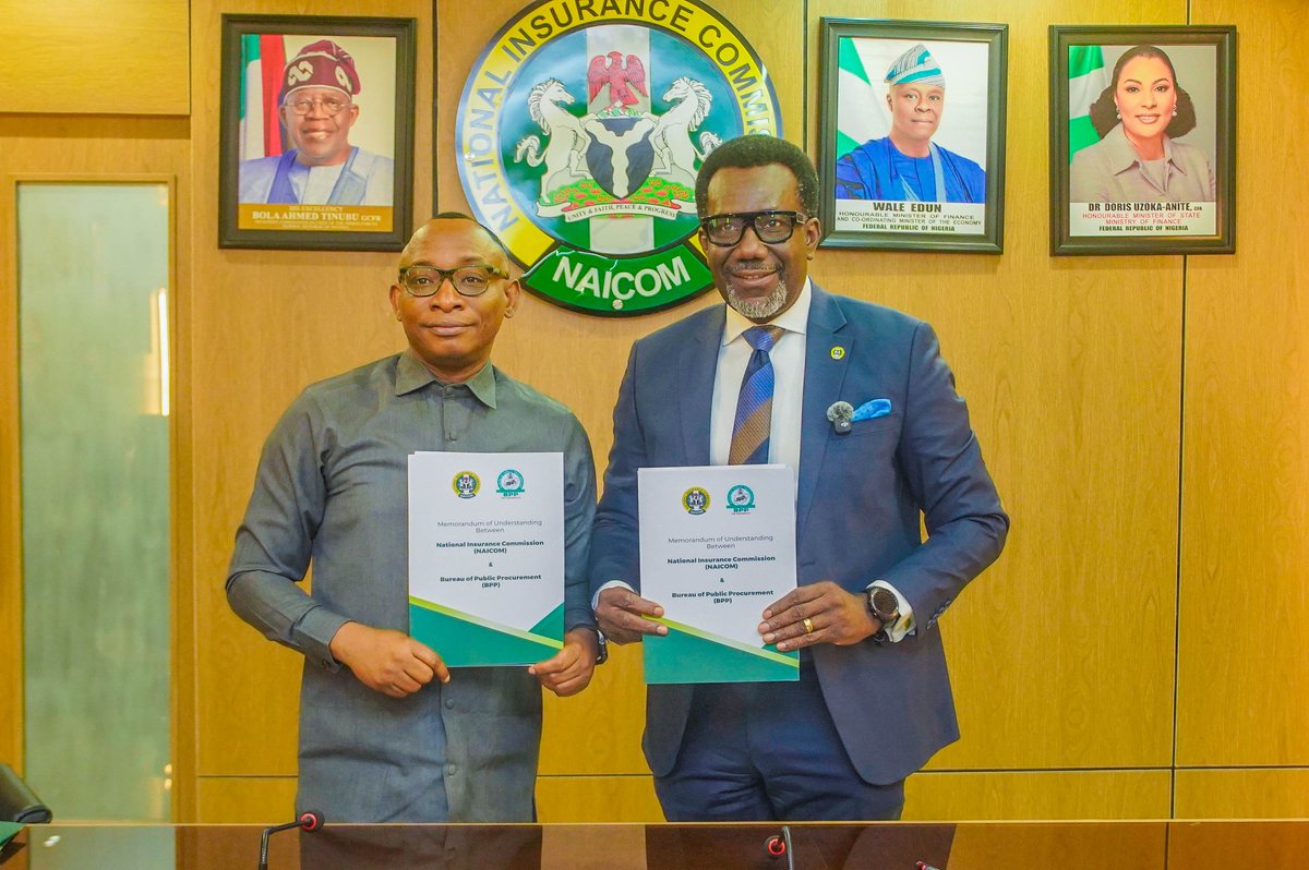 NaicomNG's tweet photo. PRESS RELEASE
NAICOM and BPP Seal MoU to Deepen Insurance Compliance in Public Procurement and Drive Nigeria’s Economic Transformation.
#NAICOM
#INSURANCEGROWTH
#BPP
#NIIRA2025
#TAKAFUL https://t.co/K1azmNxXMe