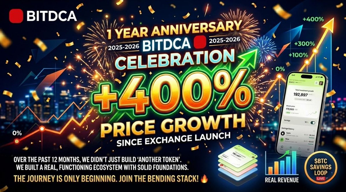 datwhiztekghui's tweet photo. Happy 1st Anniversary, #BITDCA🎉

​A year of massive wins:
​🚀 +400% price growth.
​📱 Littlebit App is live.
​💰 Real revenue distributed to holders.
​🔄 $BTC Savings Loop is officially active

​Real utility. Real rewards. 1 year of building has led to this. Let's keep stacking! https://t.co/NShvCZj2px