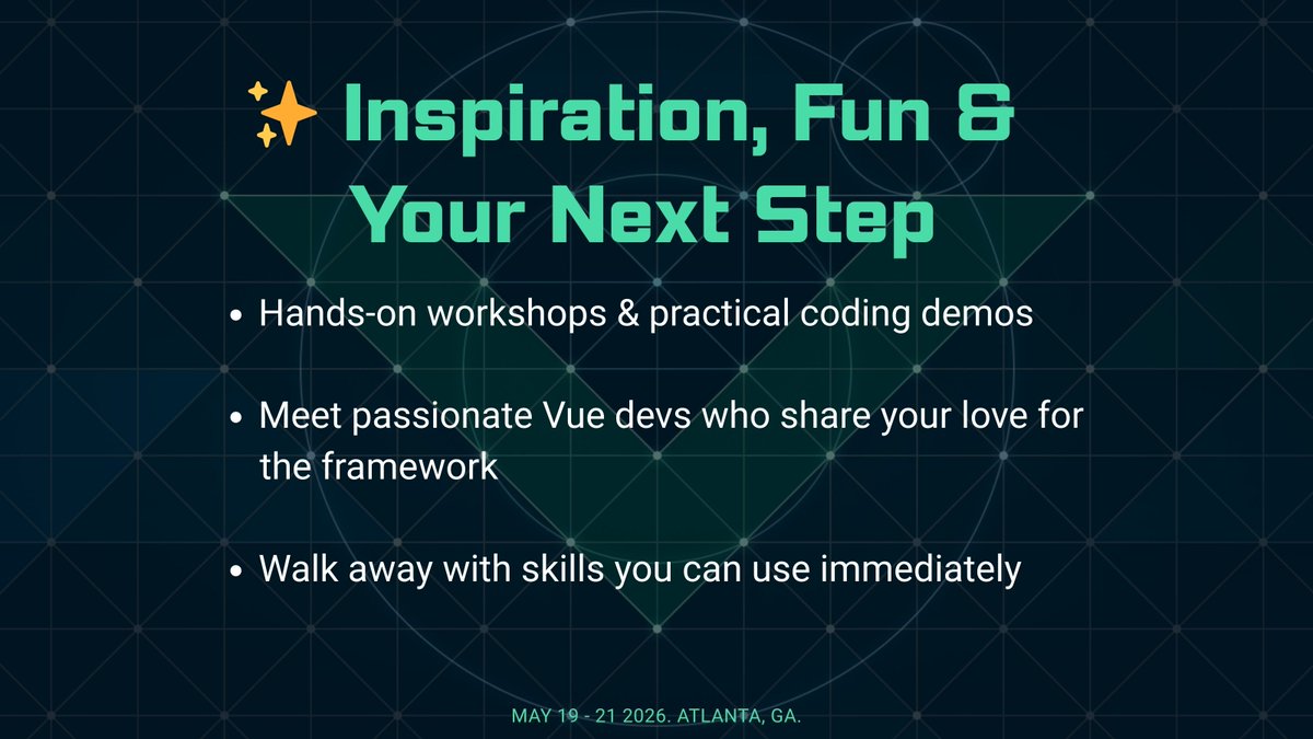 vueconfus's tweet image. #VueConfUS is more than talks — it’s a hands-on learning experience.💡

Learn from @evanyou and the core @vuejs team, dive into real-world Vue challenges, and leave with ideas you can put into production. Don't miss it!🚀

🎟️ Tickets: vueconf.us

#Vuejs #AI #Frontend