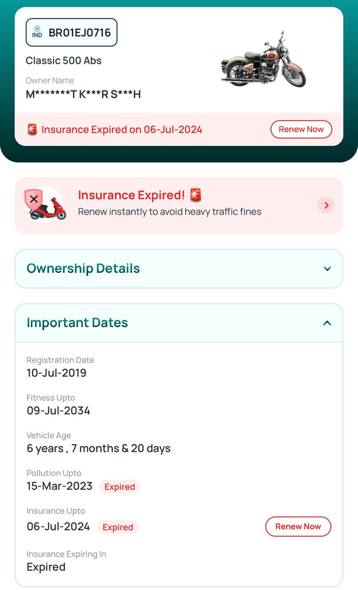 jb8nx's tweet photo. As per information presently available on publicly accessible online records on 02/03/2026, the insurance &amp; PUC status of the two-wheeler appears to be expired.

Requesting @patna_traffic to kindly verify the records &amp; take appropriate action, if required, in accordance with law. https://t.co/5VmRiwDm4V