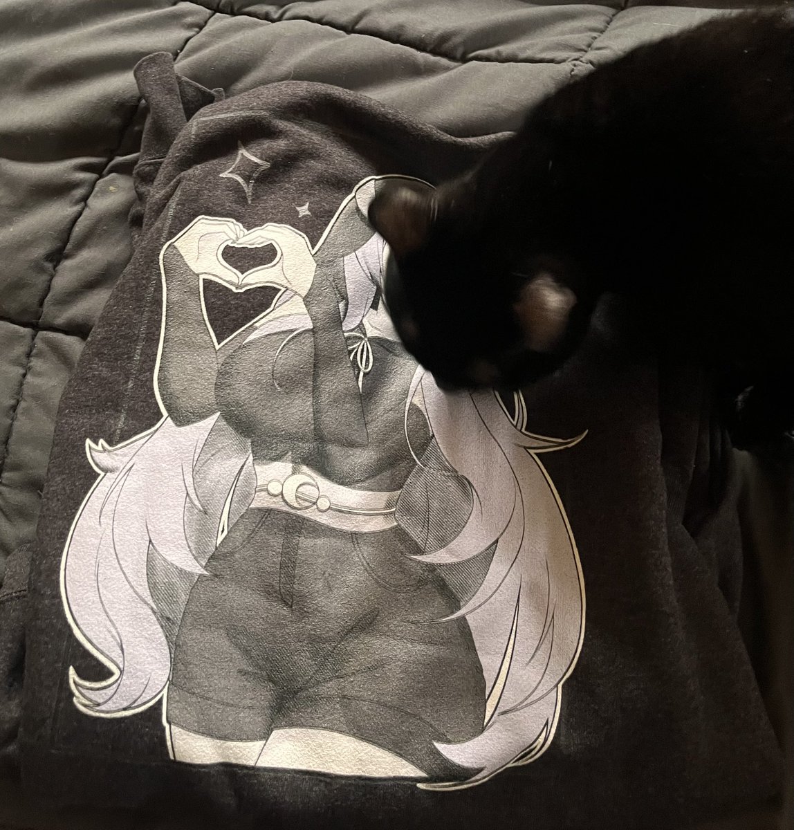 Mokona_VT's tweet photo. >:3 IT WAS MY HOODIE MWHAHAHA!!!!!

If you want some cool Mokona Merch go check out my shop (link below)

Anddd it’s cat approved soo https://t.co/s3zwnTGhjv