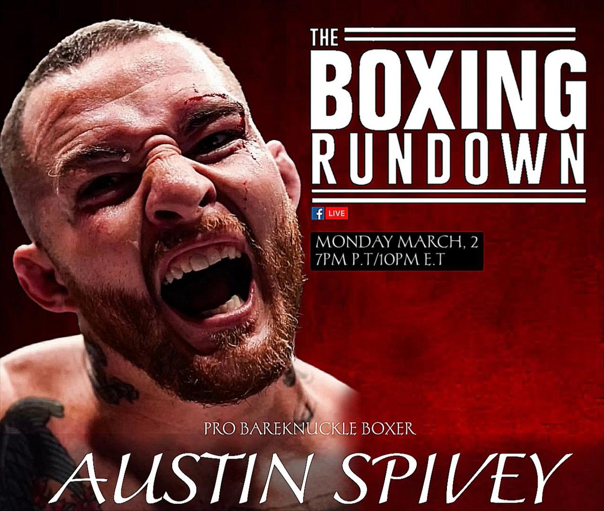 BoxingROKus's tweet image. Tonight on Another Episode of #TheBoxingRundownShow we have for the first time a BareKnuckle fighter #AustinSpivey will talk about the sport &amp;amp; more. Tune in at 7pm PST or 10pm EST on #TheBoxingRundown Facebook page.
@CJMK3000 @JohnnyWild50354 @laizar27 @SulemUrbina @Fightbook_