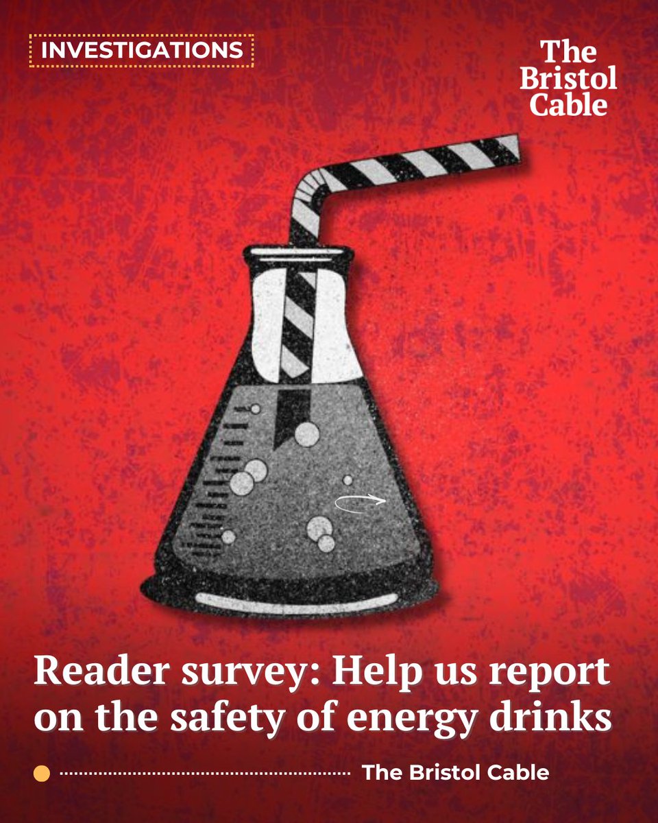 TheBristolCable's tweet photo. Have you or someone you know experienced a health issue after consuming energy drinks? We want to hear from you.

To fill up this brief survey, click the link in bio or here: https://t.co/tV94j5Helc

#TheBristolCable #Investigations https://t.co/OQcqjv1GFd