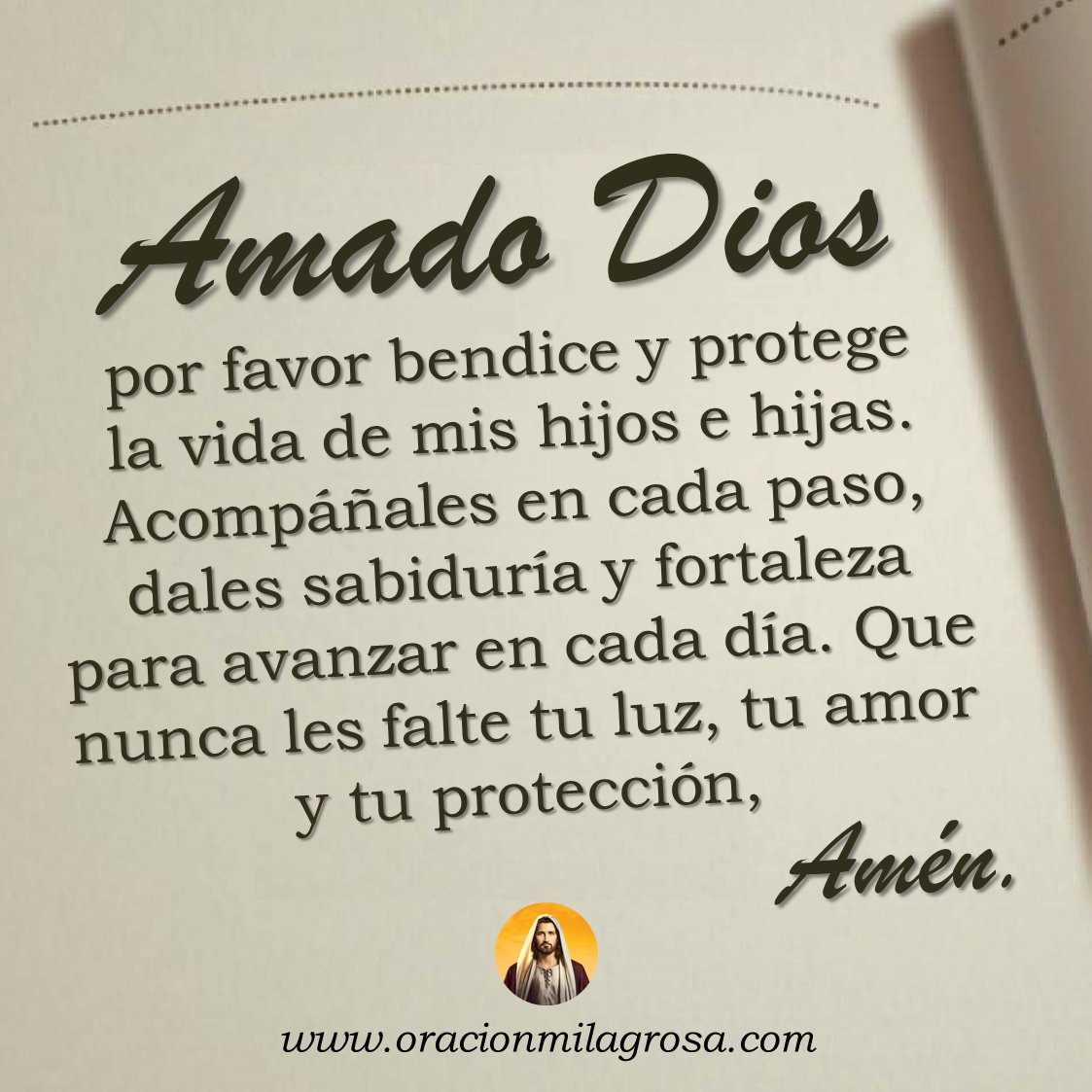 oracion_milagro's tweet photo. ORACIÓN DE LAS 7 BENDICIONES PARA LA VIDA DE TUS HIJOS: Amado Dios, hoy elevo esta oración por mis hijos. Te pido que les rodees con tu amor y que derrames sobre sus vidas estas 7 bendiciones que marcarán su camino con tu luz.

Continúa orando en: https://t.co/1StTeOTtGq ✨