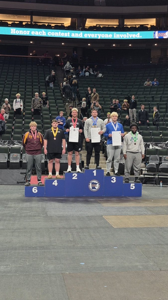 NolanField63's tweet photo. Wrapped up the wrestling season on the podium in 6th place for the AA #285 Minnesota State Championship. Greatful for the opportunity.

Goal 2027  to be #1
#GoOtters https://t.co/L3cBAmlnvM
