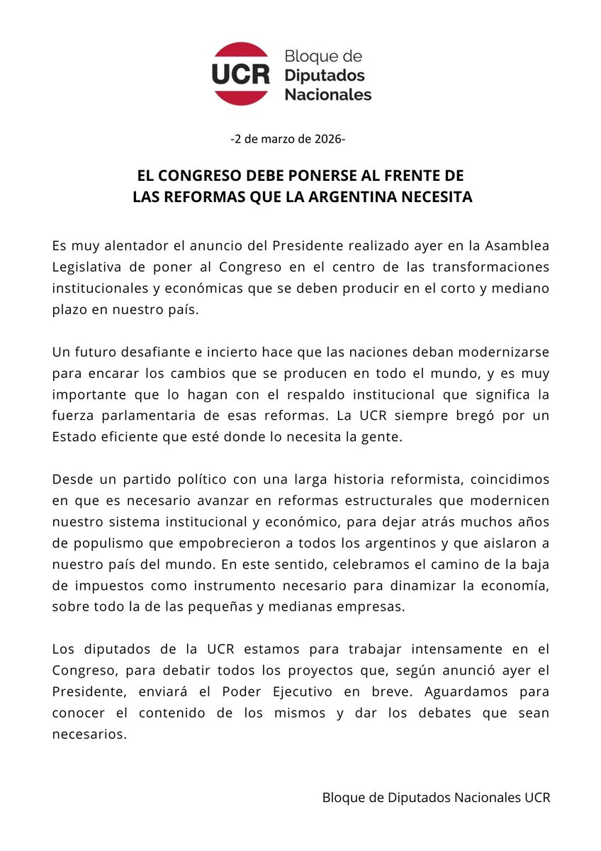 Bloque de Diputados UCR tweet media