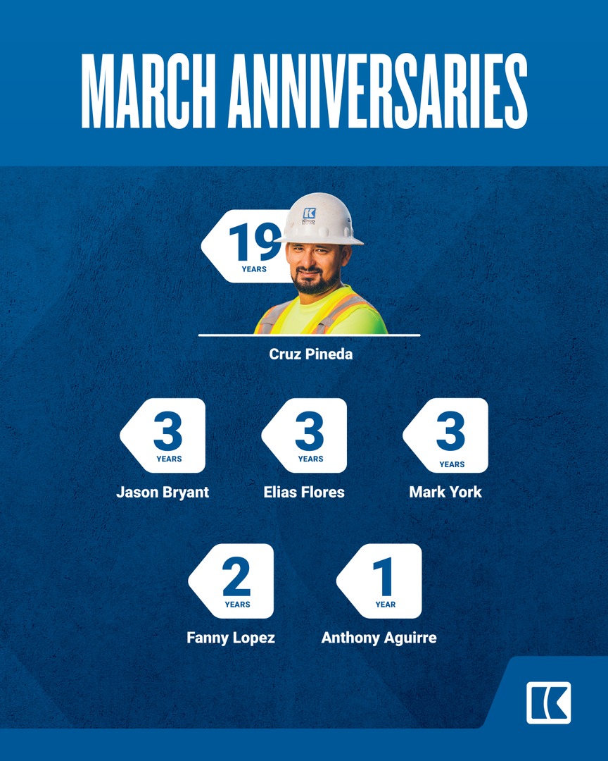 KincoBuilds's tweet image. Congratulations to our team members who are celebrating their work anniversary in March. Thank you for everything you do at Kinco! bit.ly/4b3B3xp

#constructionworker #constructionarkansas #craftsmen #buildingarkansas