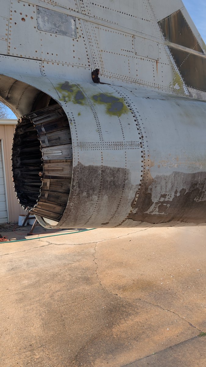 the_cosmosphere's tweet photo. SpaceWorks at the Cosmosphere has officially begun restoration on its next major project, a Lockheed F-104 Starfighter.

Our team is diving into assessment, preservation planning, and detailed a restoration to bring this iconic aircraft back to life, starting with a power wash! https://t.co/GMVLDcHfKe