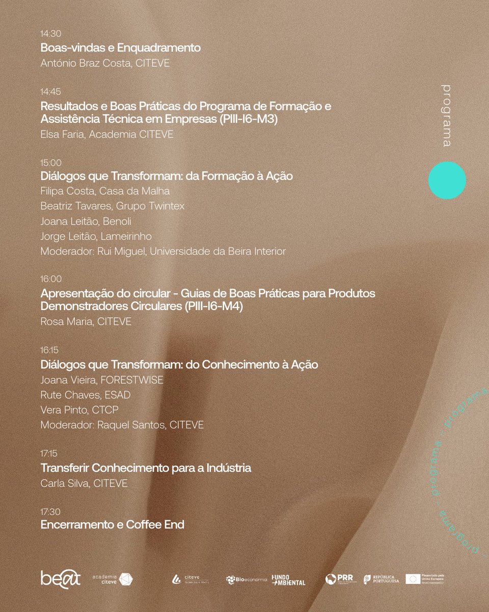 Beat_textiles's tweet photo. ⏳ É já amanhã!
 
A conversa ganha voz com especialistas e convidados que vão trazer perspetivas complementares e exemplos para transformar conhecimento em impacto. ♻️
 
🌱 Reserva já o teu lugar aqui: https://t.co/rsVV19pmM1
 
#RecuperaçãoEmAção #ConstruirOFuturo https://t.co/MWwWvaV1cW