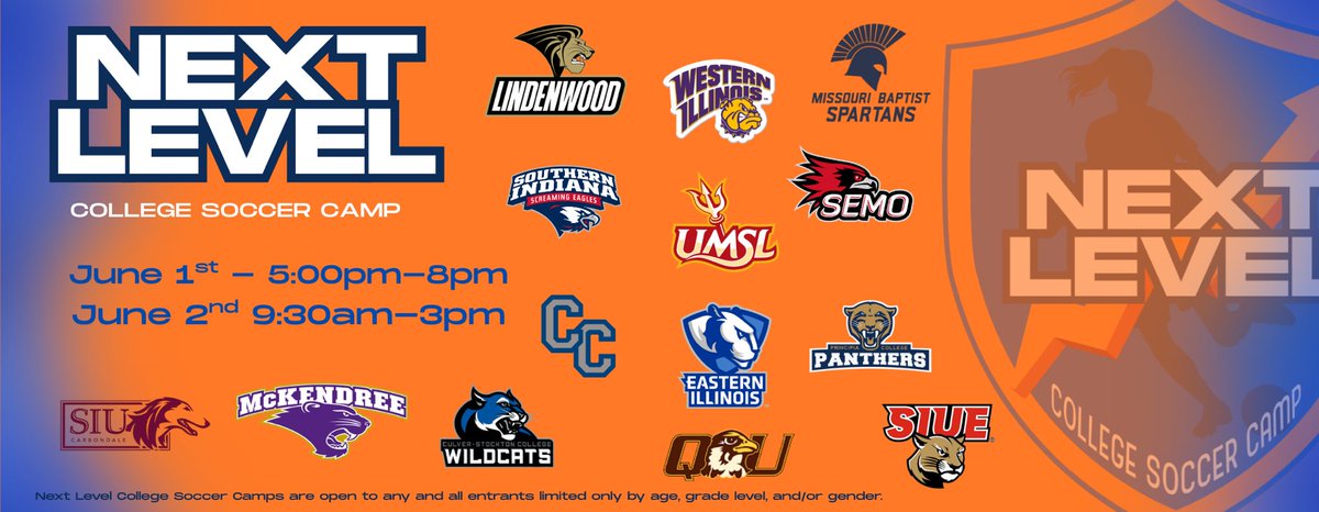 NextLevelCSC's tweet photo. 𝗡𝗲𝘅𝘁 𝗟𝗲𝘃𝗲𝗹 𝗖𝗼𝗹𝗹𝗲𝗴𝗲 𝗦𝗼𝗰𝗰𝗲𝗿 𝗖𝗮𝗺𝗽 – June 1-2 at Lindenwood!
Premier Soccer ID Camp directed and led by w. soccer college coaches at all levels (DI, DII, DIII, NAIA). 15+ colleges attending.
Registration is now 𝘖𝘗𝘌𝘕!
🔗 https://t.co/euXhpgGEhA https://t.co/y6SqqMB1dX