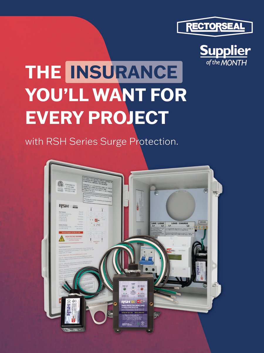 ⚡ March Supplier of the Month: RectorSeal ⚡

The RSH Series Surge Protection Devices deliver:
✅ Simple installation
✅ Proven durability
✅ 3-year warranty

Smart protection for every project.
Shop now at zurl.co/bZRL8 — search “Surge Protection” &amp; select RectorSeal