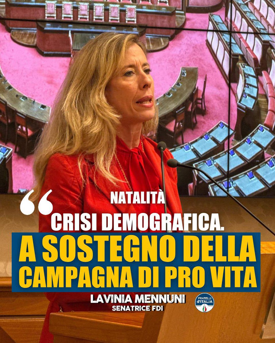 MennuniLavinia's tweet photo. E’ urgente supportare campagne informative in favore della maternità, perchè la crisi demografica ormai è devastante. 

Ci tengo a ricordare il grande lavoro iniziato dal Governo Meloni con sostegni alle giovani coppie.

Famiglia e natalità sono al centro del programma 🇮🇹 https://t.co/F71nl8GTHI
