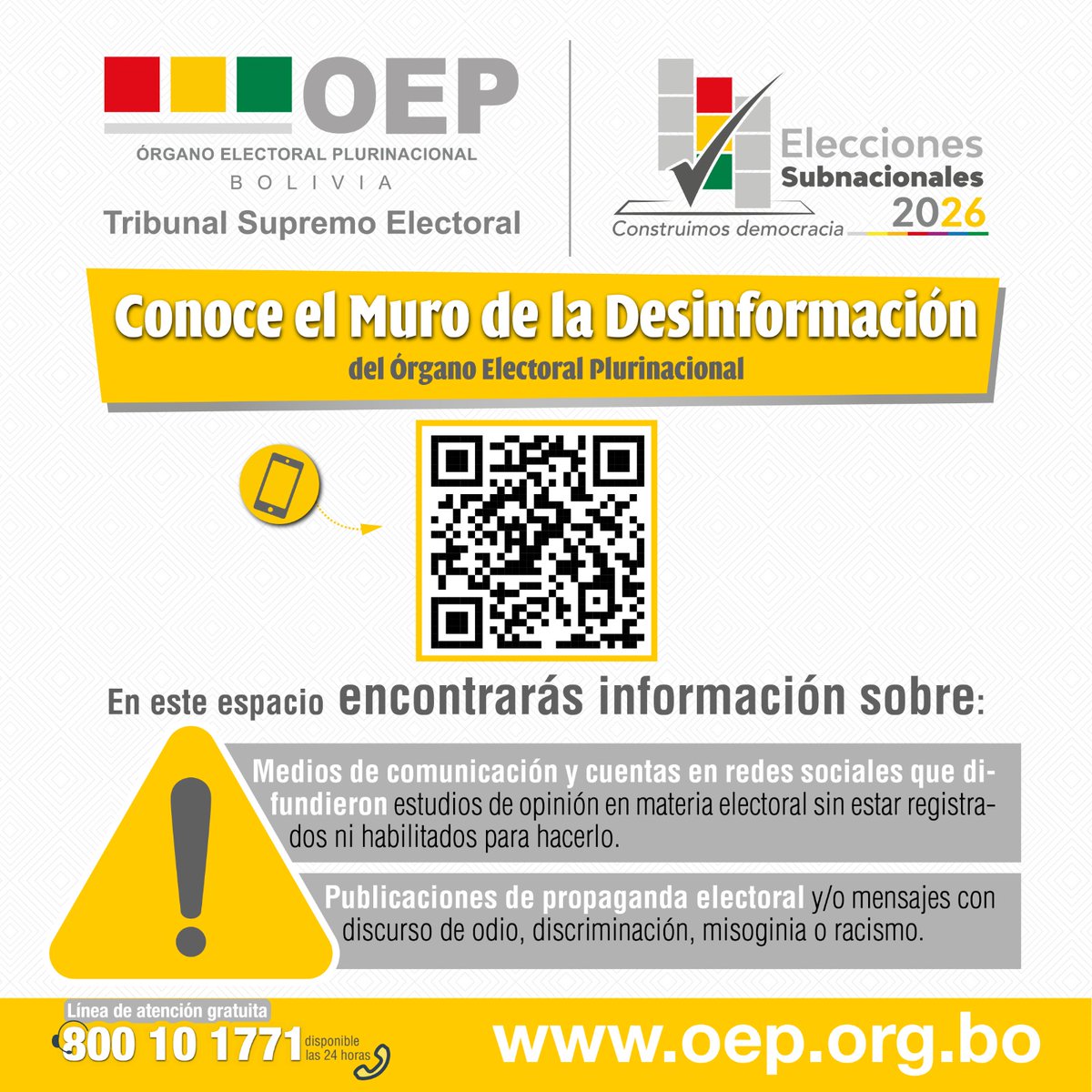 #FuenteDirecta I Elecciones Subnacionales 2026: Órgano Electoral Plurinacional (OEP) lucha contra la desinformación y la difusión irregular de encuestas. Lea la nota en: acortar.link/k7D4n7