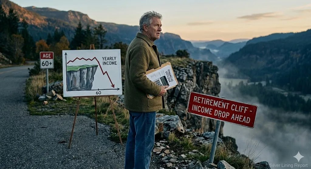 Yikes -- there really is a retirement cliff, a time when income falls significantly. And -- seniors beware -- it happens well before most of us retire.  silverliningreport.substack.com/p/should-you-w…